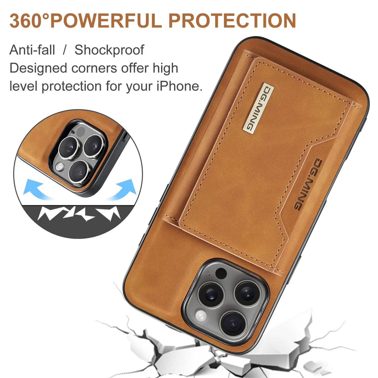 Luxury Magnetic Leather Wallet Case with Magnet Kickstand Money Card Holder Cover for Iphone