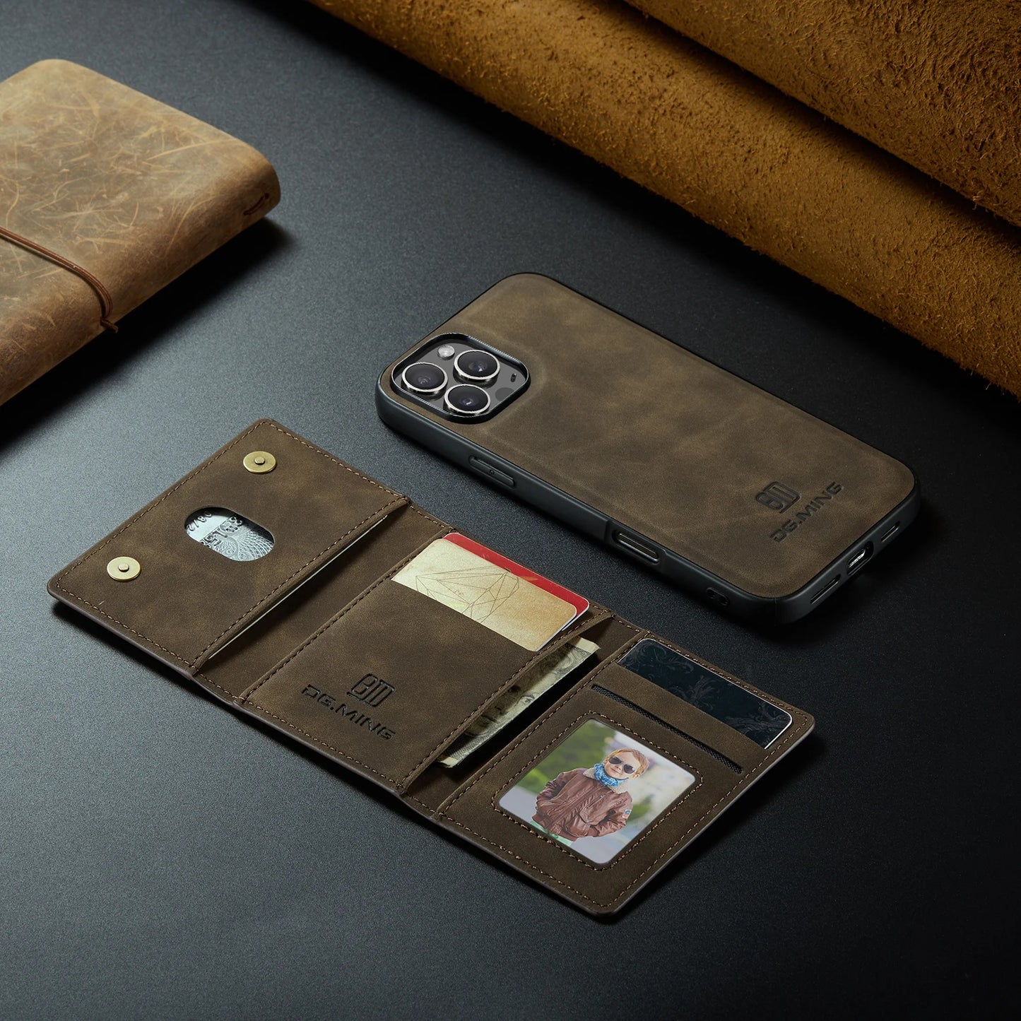 Luxury Magnetic Leather Wallet Case with Magnet Kickstand Money Card Holder Cover for Iphone
