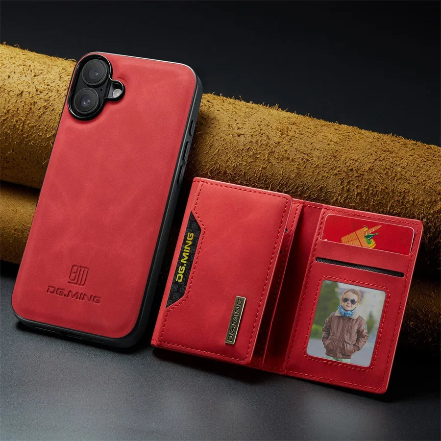 Luxury Magnetic Leather Wallet Case with Magnet Kickstand Money Card Holder Cover for Iphone