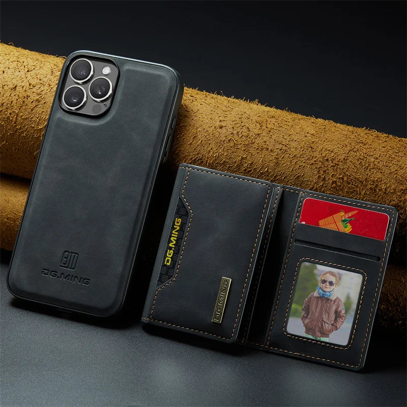 Luxury Magnetic Leather Wallet Case with Magnet Kickstand Money Card Holder Cover for Iphone