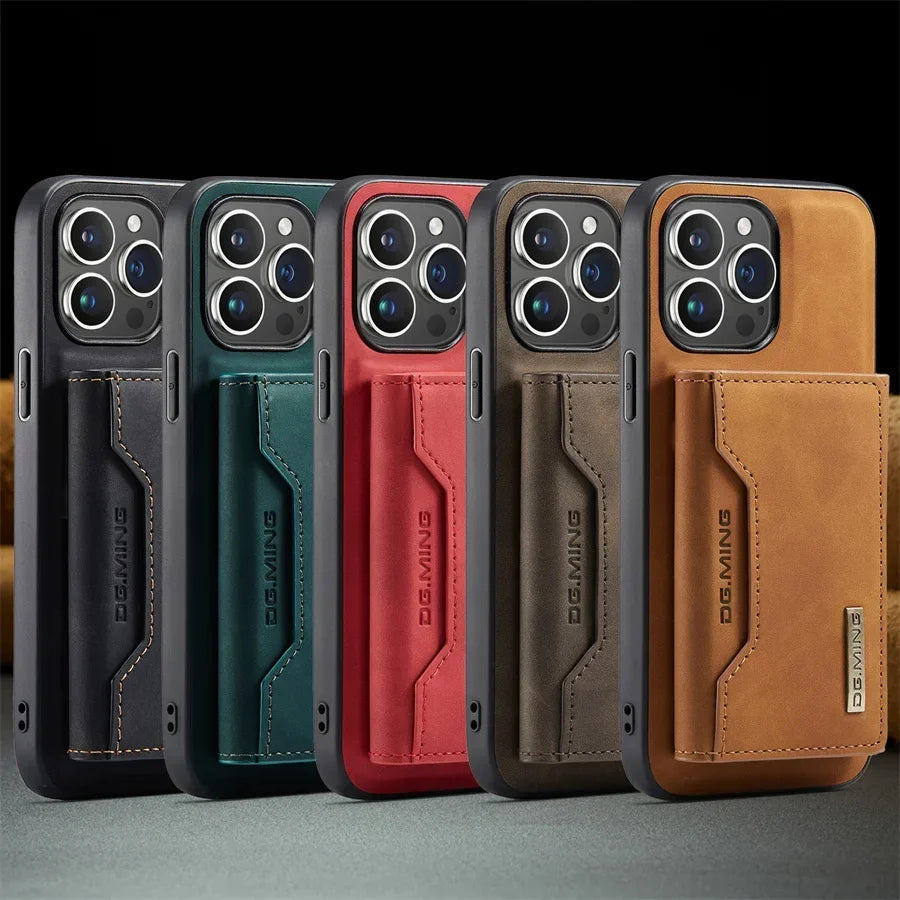 Luxury Magnetic Leather Wallet Case with Magnet Kickstand Money Card Holder Cover for Iphone