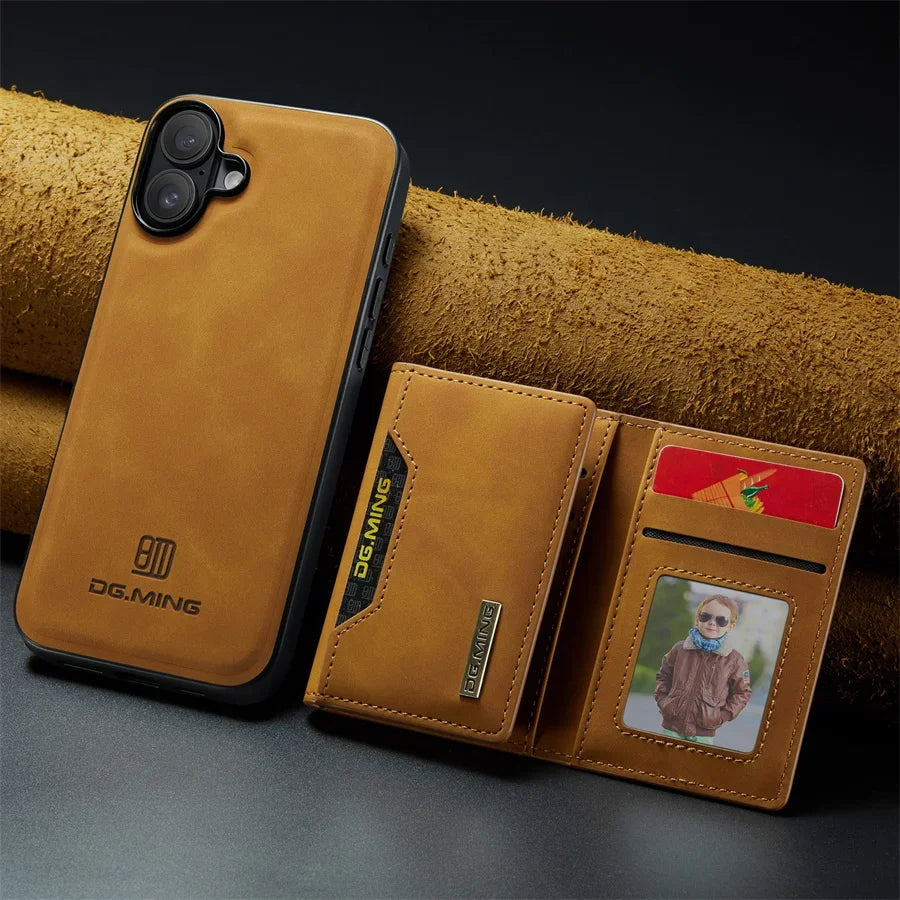 Luxury Magnetic Leather Wallet Case with Magnet Kickstand Money Card Holder Cover for Iphone