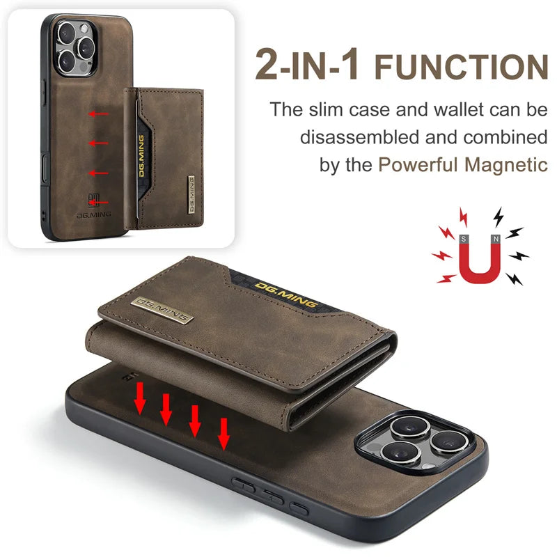 Luxury Magnetic Leather Wallet Case with Magnet Kickstand Money Card Holder Cover for Iphone