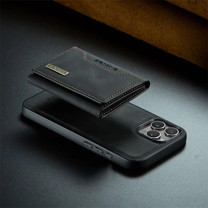 Luxury Magnetic Leather Wallet Case with Magnet Kickstand Money Card Holder Cover for Iphone