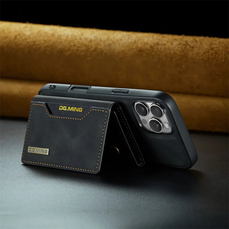 Luxury Magnetic Leather Wallet Case with Magnet Kickstand Money Card Holder Cover for Iphone