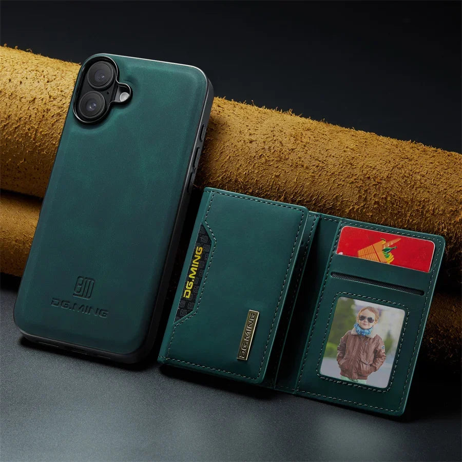Luxury Magnetic Leather Wallet Case with Magnet Kickstand Money Card Holder Cover for Iphone