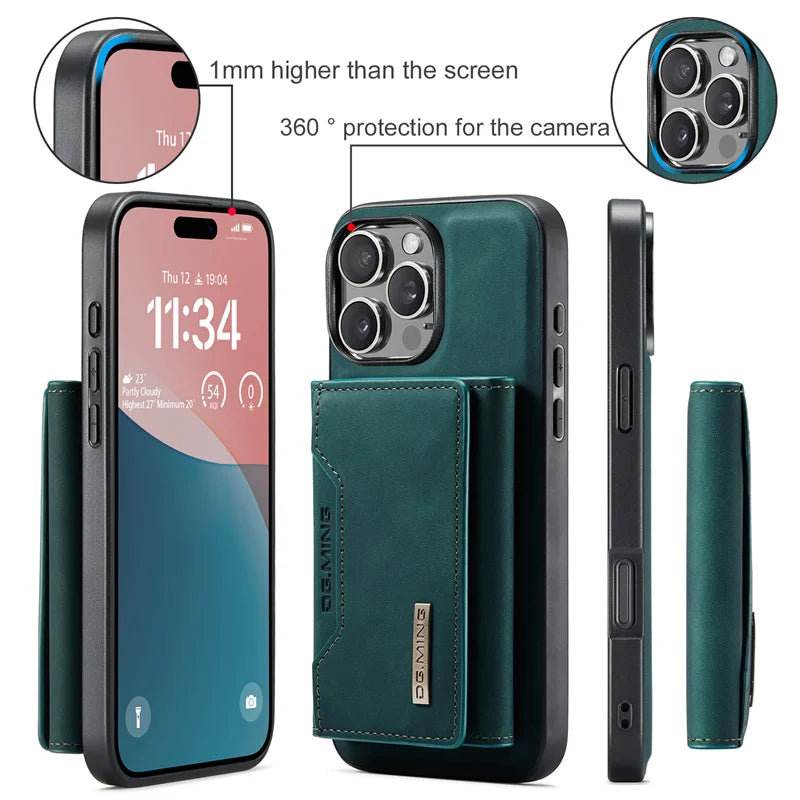 Luxury Magnetic Leather Wallet Case with Magnet Kickstand Money Card Holder Cover for Iphone