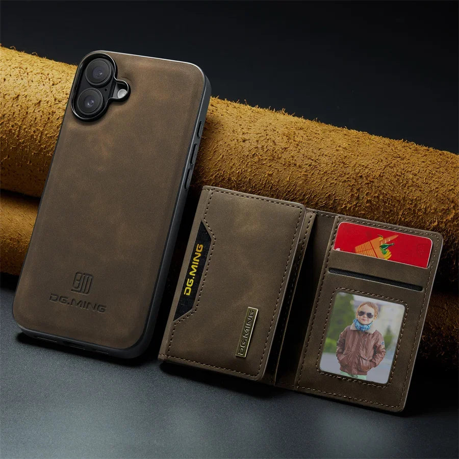Luxury Magnetic Leather Wallet Case with Magnet Kickstand Money Card Holder Cover for Iphone