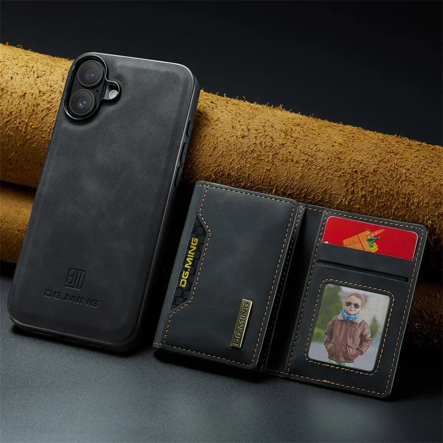 Luxury Magnetic Leather Wallet Case with Magnet Kickstand Money Card Holder Cover for Iphone