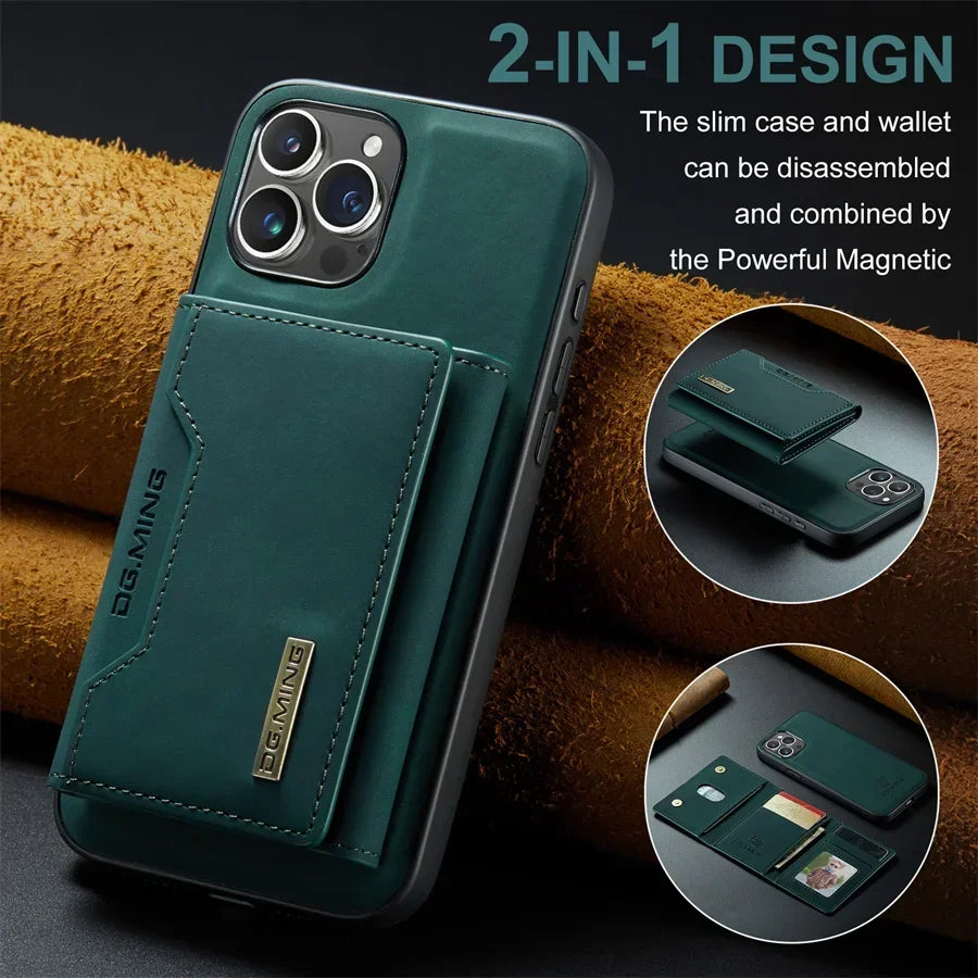 Luxury Magnetic Leather Wallet Case with Magnet Kickstand Money Card Holder Cover for Iphone