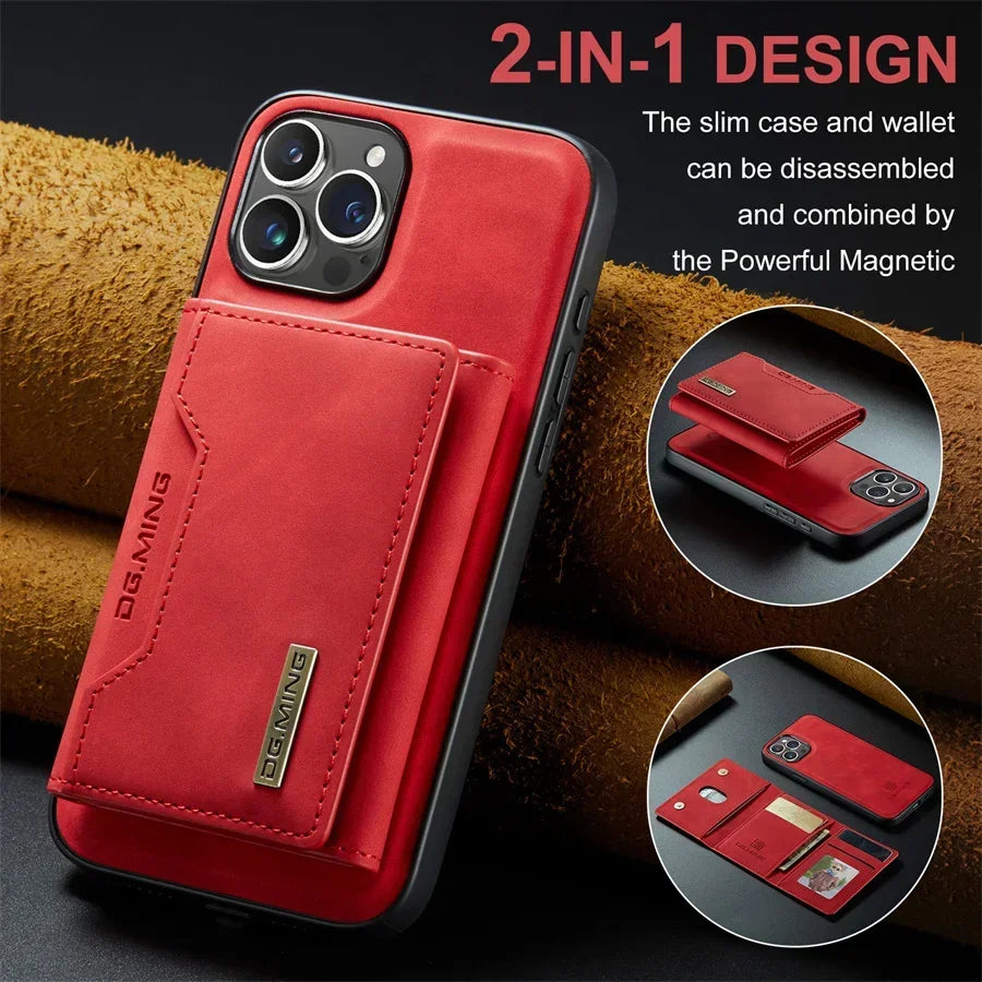 Luxury Magnetic Leather Wallet Case with Magnet Kickstand Money Card Holder Cover for Iphone