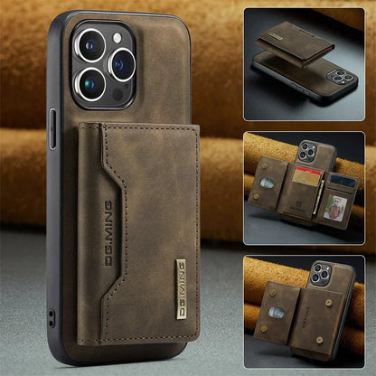 Luxury Magnetic Leather Wallet Case with Magnet Kickstand Money Card Holder Cover for Iphone
