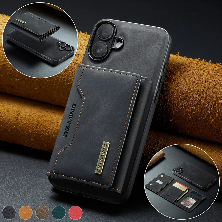 Luxury Magnetic Leather Wallet Case with Magnet Kickstand Money Card Holder Cover for Iphone